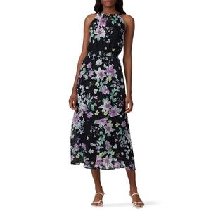 RTR Great Jones Navy Floral Neck Tie Dress - size medium